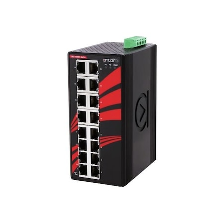 Antaira 16-Port Industrial Gigabit Unmanaged Ethernet Switch, w/16-10/100/1000Tx LNX-1600G